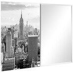 My New York Rectangular Beveled Mirror on Free Floating Reverse Printed Tempered Art Glass
