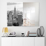 My New York Rectangular Beveled Mirror on Free Floating Reverse Printed Tempered Art Glass