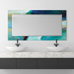 Sky Rectangular Beveled Mirror on Free Floating Reverse Printed Tempered Art Glass