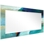 Sky Rectangular Beveled Mirror on Free Floating Reverse Printed Tempered Art Glass