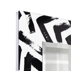Intertwined Rectangular Beveled Mirror on Free Floating Reverse Printed Tempered Art Glass