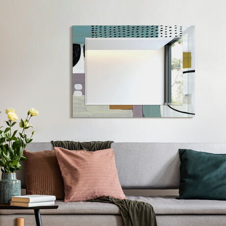 IntroductionsRectangular Beveled Mirror on Free Floating Reverse Printed Tempered Art Glass