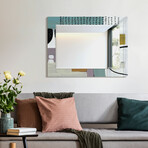 Introductions Rectangular Beveled Mirror on Free Floating Reverse Printed Tempered Art Glass