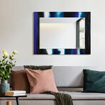 Run Off Rectangular Beveled Mirror on Free Floating Reverse Printed Tempered Art Glass (30"L x 40"W x 0.4"H)