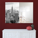 My New York Rectangular Beveled Mirror on Free Floating Reverse Printed Tempered Art Glass
