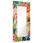 Secret Garden Floral III Rectangular Beveled Mirror on Free Floating Reverse Printed Tempered Art Glass (48"L x 32"W x 0.4"H)