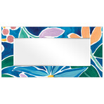 Tiki Square Rectangular Beveled Mirror on Free Floating Reverse Printed Tempered Art Glass