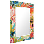 Secret Garden Floral III Rectangular Beveled Mirror on Free Floating Reverse Printed Tempered Art Glass (48"L x 32"W x 0.4"H)