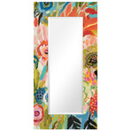 Secret Garden Floral III Rectangular Beveled Mirror on Free Floating Reverse Printed Tempered Art Glass (48"L x 32"W x 0.4"H)