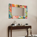 Secret Garden Floral III Rectangular Beveled Mirror on Free Floating Reverse Printed Tempered Art Glass (48"L x 32"W x 0.4"H)