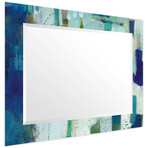 Crore Rectangular Beveled Mirror on Free Floating Reverse Printed Tempered Art Glass (30"L x 40"W x 0.4"H)