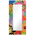 Secret Garden Floral II Rectangular Beveled Leaner Mirror on Free Floating Reverse Printed Tempered Art Glass