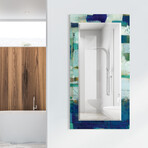 Crore Rectangular Beveled Mirror on Free Floating Reverse Printed Tempered Art Glass (30"L x 40"W x 0.4"H)