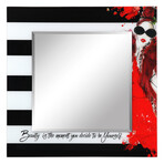 Fashion Square Beveled Mirror on Free Floating Reverse Printed Tempered Art Glass