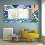 Tiki Square Rectangular Beveled Mirror on Free Floating Reverse Printed Tempered Art Glass