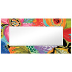 Secret Garden Floral II Rectangular Beveled Leaner Mirror on Free Floating Reverse Printed Tempered Art Glass