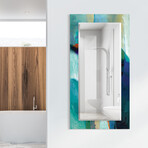 Sky Rectangular Beveled Mirror on Free Floating Reverse Printed Tempered Art Glass
