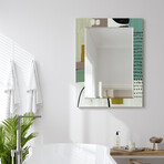 Introductions Rectangular Beveled Mirror on Free Floating Reverse Printed Tempered Art Glass