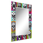 Sugar Skulls Rectangular Beveled Mirror on Free Floating Reverse Printed Tempered Art Glass