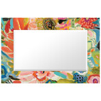 Secret Garden Floral III Rectangular Beveled Mirror on Free Floating Reverse Printed Tempered Art Glass (48"L x 32"W x 0.4"H)