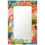 Secret Garden Floral III Rectangular Beveled Mirror on Free Floating Reverse Printed Tempered Art Glass (48"L x 32"W x 0.4"H)