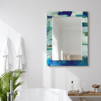 Crore Rectangular Beveled Mirror on Free Floating Reverse Printed Tempered Art Glass (30"L x 40"W x 0.4"H)
