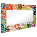 Secret Garden Floral III Rectangular Beveled Mirror on Free Floating Reverse Printed Tempered Art Glass (48"L x 32"W x 0.4"H)