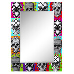 Sugar Skulls Rectangular Beveled Mirror on Free Floating Reverse Printed Tempered Art Glass