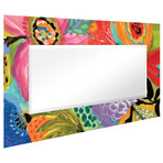 Secret Garden Floral II Rectangular Beveled Leaner Mirror on Free Floating Reverse Printed Tempered Art Glass