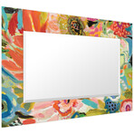 Secret Garden Floral III Rectangular Beveled Mirror on Free Floating Reverse Printed Tempered Art Glass (48"L x 32"W x 0.4"H)