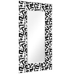Intertwined Rectangular Beveled Leaner Mirror on Free Floating Reverse Printed Tempered Art Glass