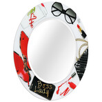 Boss Lady Round Beveled Mirror on Free Floating Reverse Printed Tempered Art Glass