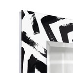 Intertwined Rectangular Beveled Leaner Mirror on Free Floating Reverse Printed Tempered Art Glass