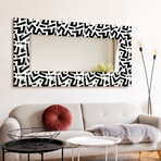 Intertwined Rectangular Beveled Leaner Mirror on Free Floating Reverse Printed Tempered Art Glass