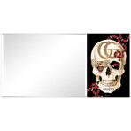 GG Skull Rectangular Beveled Mirror on Free Floating Reverse Printed Tempered Art Glass