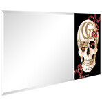 GG Skull Rectangular Beveled Mirror on Free Floating Reverse Printed Tempered Art Glass