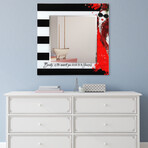 Fashion Square Beveled Mirror on Free Floating Reverse Printed Tempered Art Glass