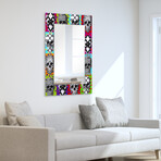 Sugar Skulls Rectangular Beveled Mirror on Free Floating Reverse Printed Tempered Art Glass