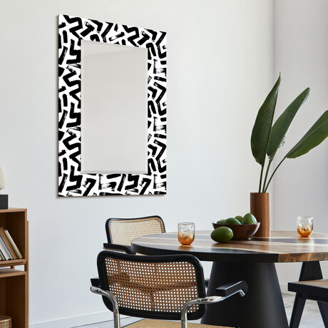 Intertwined Rectangular Beveled Mirror on Free Floating Reverse Printed Tempered Art Glass