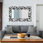 Intertwined Rectangular Beveled Mirror on Free Floating Reverse Printed Tempered Art Glass