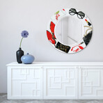 Boss Lady Round Beveled Mirror on Free Floating Reverse Printed Tempered Art Glass