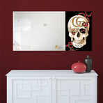 GG Skull Rectangular Beveled Mirror on Free Floating Reverse Printed Tempered Art Glass