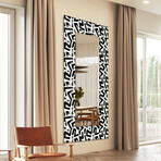 Intertwined Rectangular Beveled Leaner Mirror on Free Floating Reverse Printed Tempered Art Glass
