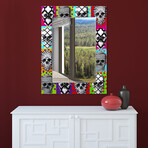 Sugar Skulls Rectangular Beveled Mirror on Free Floating Reverse Printed Tempered Art Glass