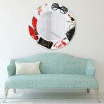 Boss Lady Round Beveled Mirror on Free Floating Reverse Printed Tempered Art Glass