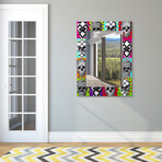 Sugar Skulls Rectangular Beveled Mirror on Free Floating Reverse Printed Tempered Art Glass