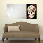 GG Skull Rectangular Beveled Mirror on Free Floating Reverse Printed Tempered Art Glass