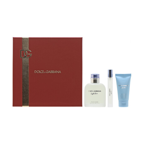 Men's Fragrance // Dolce Gabbana // Light Blue Pour Homme Set // EDT Spray + Shower Gel + Travel Spray // 4.2 oz + 1.7 oz