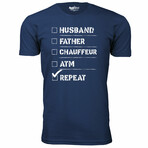 Husband Father Chauffeur Atm Repeat T-Shirt // Navy (2XL)