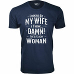 Looking at My Wife I think Damn! T-Shirt // Navy (L)